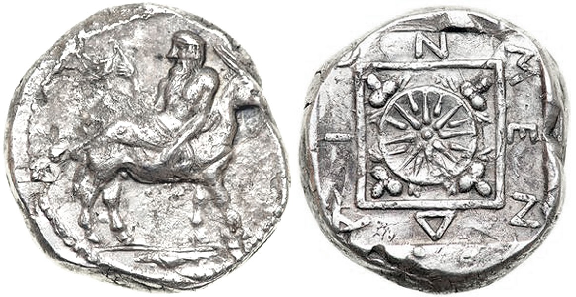 Coin from the Makedonian city Mendaion 